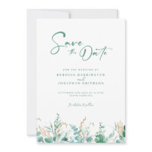 Minimale Eukalyptus Gold-Hochzeit retten das Datum