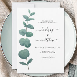 Minimale Eukalyptus-Hochzeit Einladung