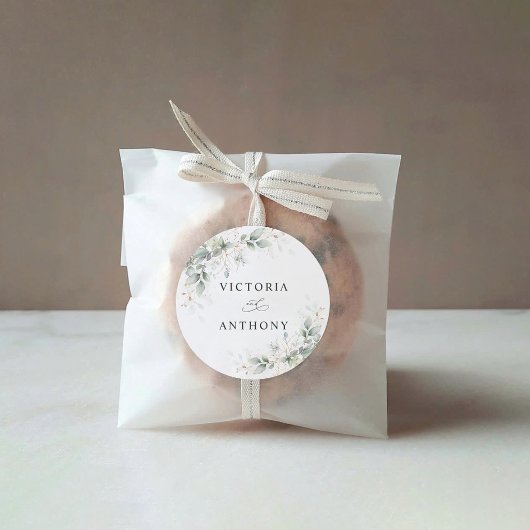 Minimale Eukalyptus-Hochzeit Klassischer runder Au Aufkleber