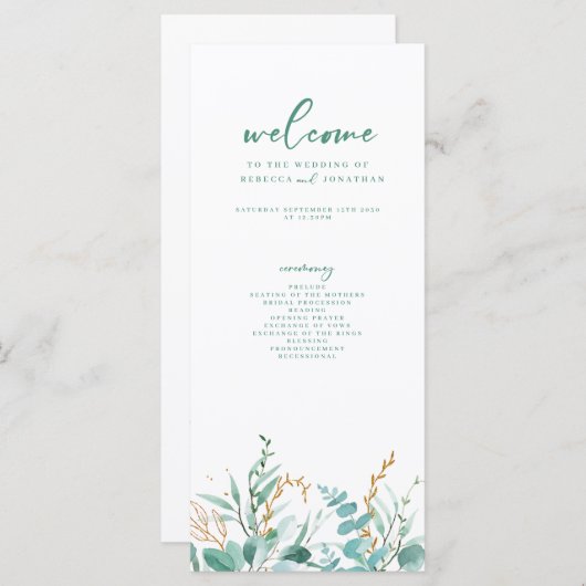 Minimale Eukalyptus-Hochzeitskarte (Vorne/Hinten)