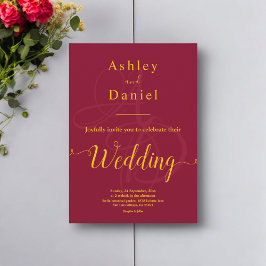 Minimale Extravagante Hochzeit von Burgundy und Go Einladung