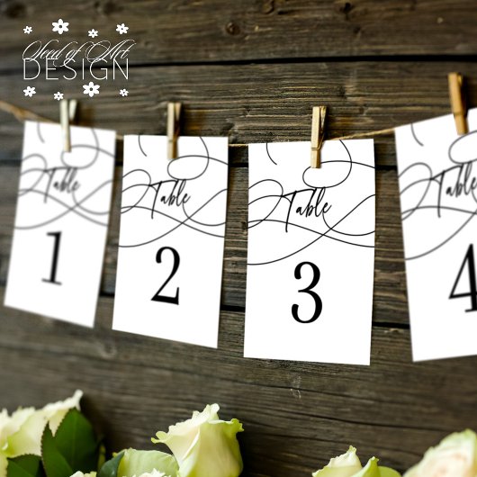 Minimale Extravagante Script "Table" Calligrafy We Tischnummer