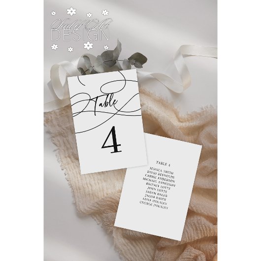 Minimale Extravagante Script "Table" Calligrafy We Tischnummer