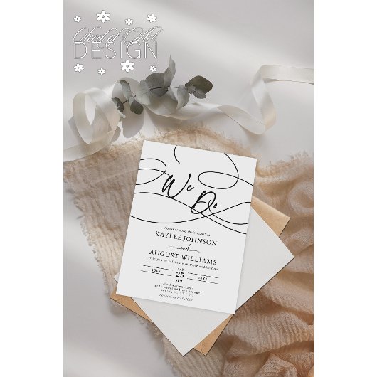 Minimale Extravagante Script "We Do" Kalligraphie Einladung