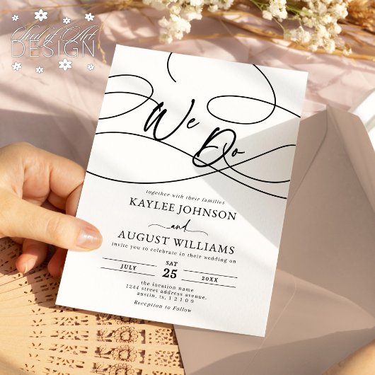 Minimale Extravagante Script "We Do" Kalligraphie  Einladung