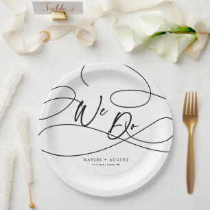 Minimale Extravagante Script "We Do" Kalligraphie  Pappteller