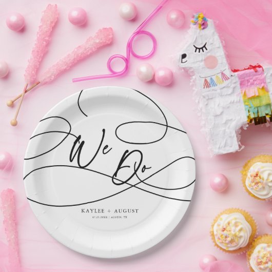 Minimale Extravagante Script "We Do" Kalligraphie Pappteller (Party)