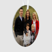 Minimale Familie 2 Foto Individuelle Name Script & Ornament (Vorderseite)