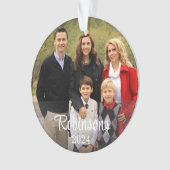 Minimale Familie 2 Foto Individuelle Name Script & Ornament (Vorderseite)