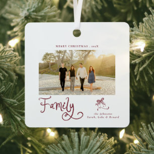 Minimale Familie Foto Whimsical Frohe Weihnachten Ornament Aus Metall