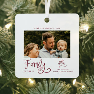 Minimale Familienfoto Weihnachten Whimsical Frohe  Ornament Aus Metall