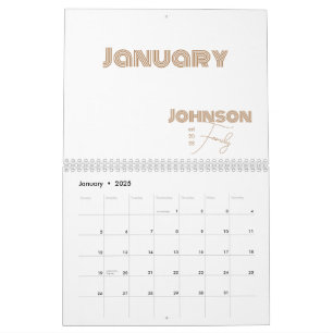 Minimale Familienname-Typografie Kalender