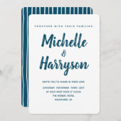 Minimale Farbe | Blau | Einladung zur Hochzeit (Vorne/Hinten)