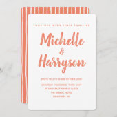 Minimale Farbe | Lachs | Einladung zur Hochzeit (Vorne/Hinten)