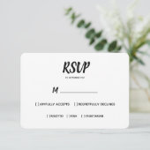 Minimale Farbe | Schwarz | Wahl des Hochzeitsmahls RSVP Karte (Stehend Vorderseite)