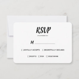 Minimale Farbe | Schwarz | Wahl des Hochzeitsmahls RSVP Karte