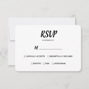Minimale Farbe   Schwarz   Wahl des Hochzeitsmahls RSVP Karte