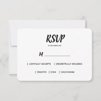 Minimale Farbe | Schwarz | Wahl des Hochzeitsmahls RSVP Karte