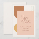 Minimale farbenfrohe Boho-Terrakotta-Bogenhochzeit Save The Date (Vorne/Hinten)