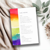 Minimale farbenfrohe Rainbow Wedding Menu Card Einladung