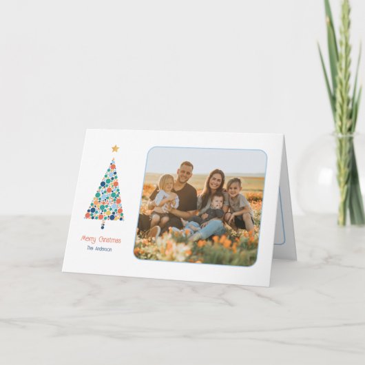 Minimale farbenfrohe Weihnachtsbaumkarte Dankeskarte (Vorderseite)