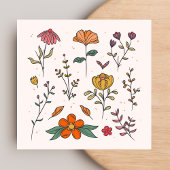 Minimale farbige Blume Weibliche Sauberkeit Quadratische Visitenkarte