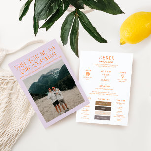 Minimale Farbpalette Foto Trauzeuge Info-Karte Einladung