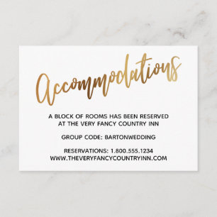 Minimale Faux-Gold-Typografie-Hochzeitsunterkunft Begleitkarte