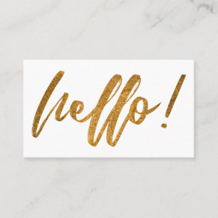 Minimale Faux-Goldfolie-Hallo-Handschrift Visitenkarte