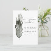 Minimale Feather Watercolor Hochzeit einladen Einladung (Stehend Vorderseite)