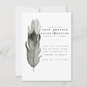 Minimale Feather Watercolor Hochzeit einladen Einladung (Vorderseite)
