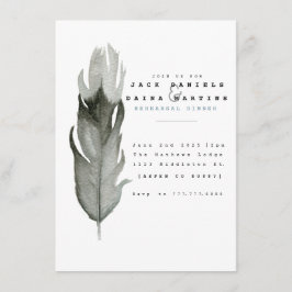 Minimale Feather Watercolor Hochzeit einladen Einladung