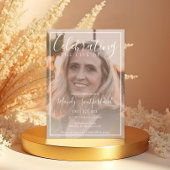 Minimale Feier des Lebens Elegantes Script-Foto Einladung