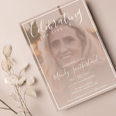 Minimale Feier des Lebens Elegantes Script-Foto Einladung