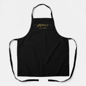 Minimale feminine schwarze goldene Namens-Calligra Schürze (Vorderseite)