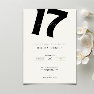 Minimale fette Typografie 17. Geburtstag Einladung