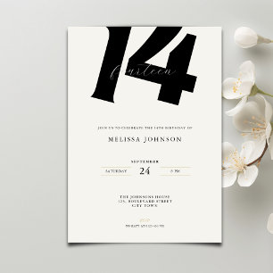 Minimale fette Typografie zum 14. Geburtstag  Einladung
