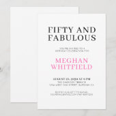 Minimale Fifty and Fabulous 50. Geburtstagsfeier Einladung (Vorne/Hinten)