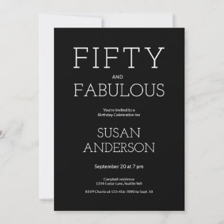 Minimale Fifty and Fabulous 50. Geburtstagsfeier Einladung