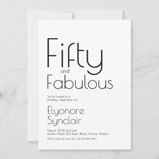 Minimale Fifty and Fabulous 50. Geburtstagsfeier Einladung