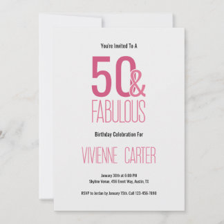 Minimale Fifty and Fabulous 50. Geburtstagsfeier Einladung