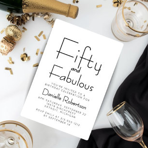 Minimale Fifty and Fabulous 50. Geburtstagsfeier Einladung