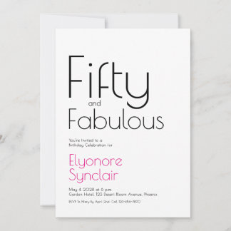 Minimale Fifty and Fabulous 50. Geburtstagsfeier Einladung