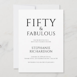 Minimale Fifty and Fabulous 50. Geburtstagsfeier Einladung