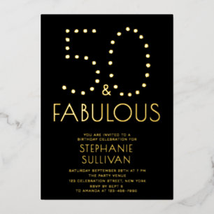 Minimale Fifty and Fabulous 50. Geburtstagsfeier Folieneinladung