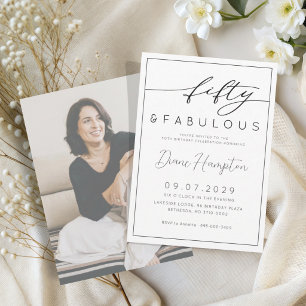 Minimale Fifty & Fabulous 50. Geburtstagsfeier Einladung