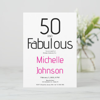 Minimale Fifty & Fabulous 50. Geburtstagsfeier Einladung