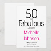 Minimale Fifty & Fabulous 50. Geburtstagsfeier Einladung (Vorne/Hinten)