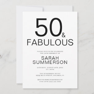 Minimale Fifty und Fabulous 50. Geburtstagsfeier Einladung