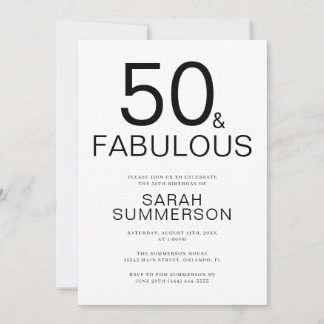 Minimale Fifty und Fabulous 50. Geburtstagsfeier Einladung